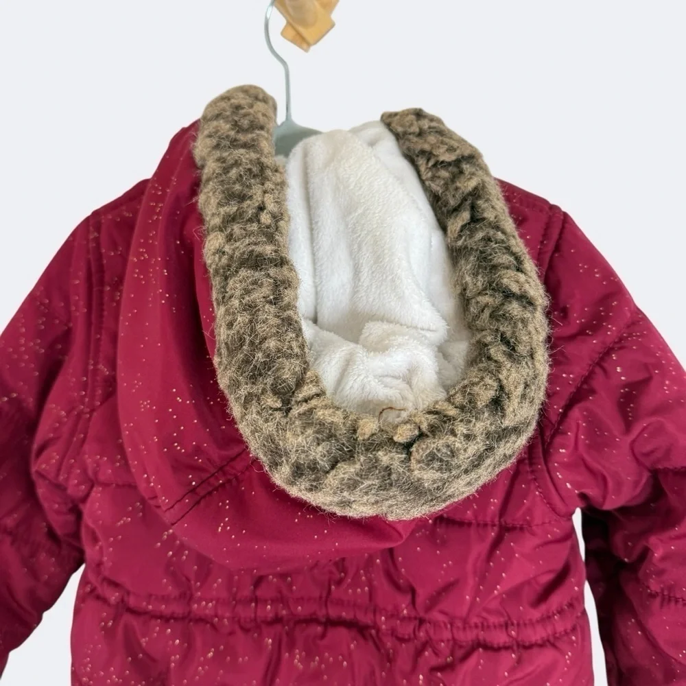 Carter's Kids Red Quilted Lined Hooded Jacket 3T Girls